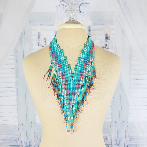 Jewelry - Beaded Tribal Fringe Necklace